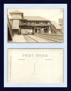 MASSACHUSETTS HYDE PARK NEW RAILROAD STATION GLASIER REAL PHOTO KRUXO ca 1915 - Picture 1 of 1
