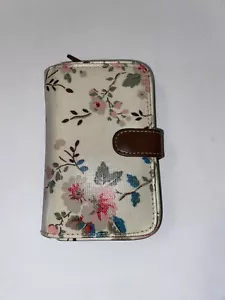 Cath Kidston Floral Flowers Wallet Snap Zip Zipper Cream Pink Blue Green Brown - Picture 1 of 12