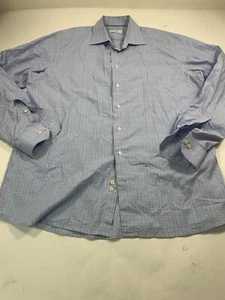 Camisa de vestir Eton para hombre 18 46 a cuadros manga larga azul contemporánea con botones - Imagen 1 de 18