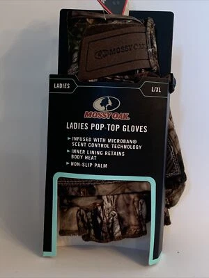 Mossy Oak Breakup Country Ladies  L/XL  Pop-Top Gloves Camouflage Heat Retention - Image 1 of 4