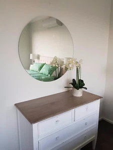 Extra large Round Frameless Polished Edge Mirror Bathroom Feature 100cm & 110cm  - Picture 1 of 5