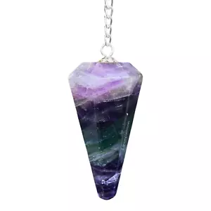 Péndulo de cristal de radiestesia de fluorita múltiple - Imagen 1 de 8