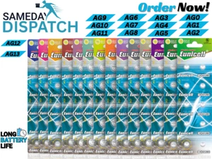 Batteries AG13 AG12 AG10 AG4 AG3 AG1 AG0 Eunicell LR44 LR43 LR41 Alkaline 1.5v - Picture 1 of 15