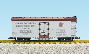 USA Trains Spur G R16491B Northwestern Road #18199 grau / box car rot - Bild 1 von 1