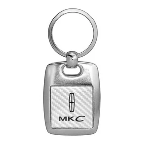 White Carbon Fiber & Brushed Metal Square Key Chain - Lincoln MKC - Picture 1 of 4