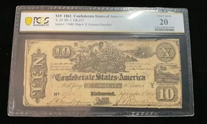 10 $ 1861 Confederate States of America PCGS Very Fine 20 T-29 PF-1 CR-237 - Bild 1 von 2