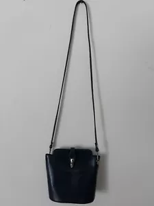 Vtg UNUSED “Persaman New York Made IN ITALY”Black Leather Crossbody/Shoulder Bag - Picture 1 of 12