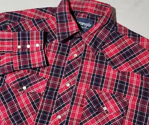 Herren WRANGLER Western Hemd weiß PEARL SNAP rot/blau KARIERT langarm Gr. L - Bild 1 von 6
