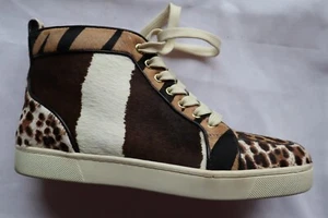 Animal Print CHRISTIAN LOUBOUTIN Rantus Orlato Laced High Top Sneakers 39 US 9 - Picture 1 of 12