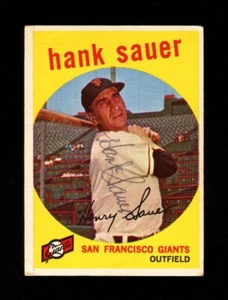1959 TOPPS HANK SAUER #404 GIANTS SIGNED AUTOGRAPH - Picture 1 of 1