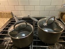 4 pc Kitchen Aid Hard Anodized Nonstick 3 QT and 2 QT Sauce Pans with Lids