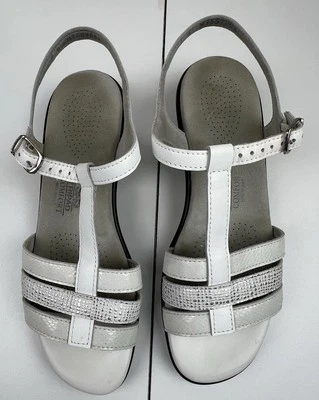 Sas Tripad Comfort White Silver Textured T-Strap Sandals 7N - Image 1 of 4