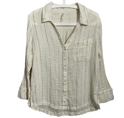 Top de pijama mediano con cuello de muesca manga larga gasa algodón SOMA Foto 1 de 4