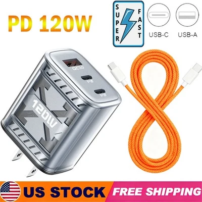 Cargador de pared USB tipo C de carga rápida de 120 W para teléfono Samsung iPhone Android Foto 1 de 4