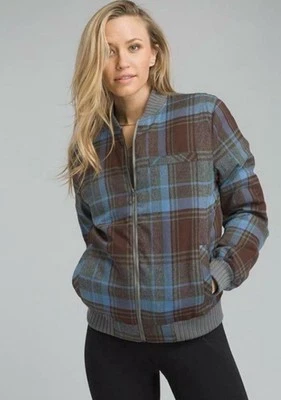 Chaqueta Bomber Prana Showdown Marrón/Azul/Verde/Gris A Cuadros Pequeña Para Mujer’s Foto 1 de 4