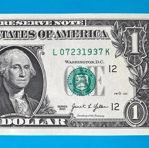 July 23, 1937 (L 07231937 K) BIRTHDAY Note $1 One Dollar Bill *UNC* - Picture 1 of 4
