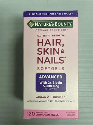Nature's Bounty Optimal Solutions Cabello, Piel y Uñas 120 Cápsulas Blandas Exp.10/26 Nuevo Foto 1 de 2