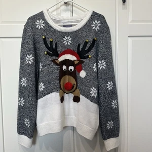 Laura Scott Damen großer Weihnachtspullover, Rudolph, Glocken, Winter, Party  - Bild 1 von 9