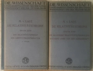 MAX VON LAUE " THE THEORY OF RELATIVITY " 1921 2 VOLS HC VG+ NOBEL PRIZE WINNER - Picture 1 of 1