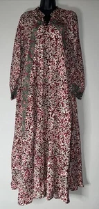 Maxi Vestido de Lujo Natalie Martin Verde Marfil Rosa Floral Seda Caftán Talla Pequeña - Imagen 1 de 22
