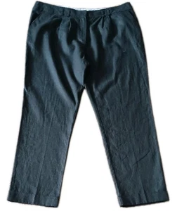 Ladies Linen Mix Black Trousers Size 18 - Picture 1 of 3