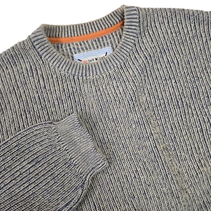 32 Bar Blues Men's XXL Ribbed Crewneck Sweater Marled Light Blue Heavy Cotton - Picture 1 of 8