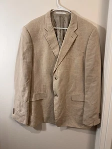 John W. Nordstrom Herren Beige Leinen Blazer Jacke Sport Mantel 48 L 2-Knopf - Bild 1 von 9