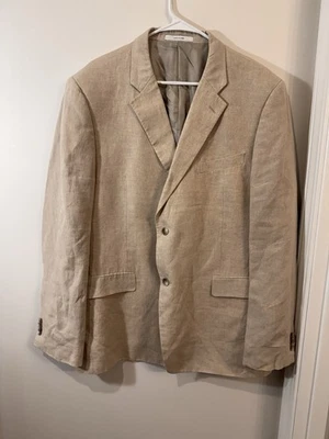 Chaqueta Blazer Abrigo Deportivo John W. Nordstrom Hombre Beige Lino 48L 2 Botones Foto 1 de 4