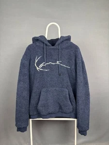Karl Kani Teddy Mens Overhead Hoodie Size M Blue Polyester Kangaroo Pocket - Picture 1 of 6