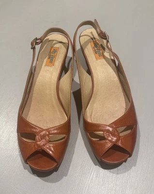Miz Mooz Carmel Orange Leather Slingback Wedge  Sandals EU 36 US 5.5-6 - Image 1 of 4
