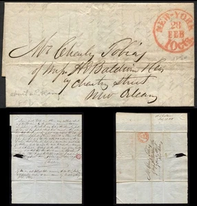 1850 Judaica Kaufmann Tobias New Orleans Juweliergeschäft Raub briefmarkenloser Brief - Bild 1 von 7
