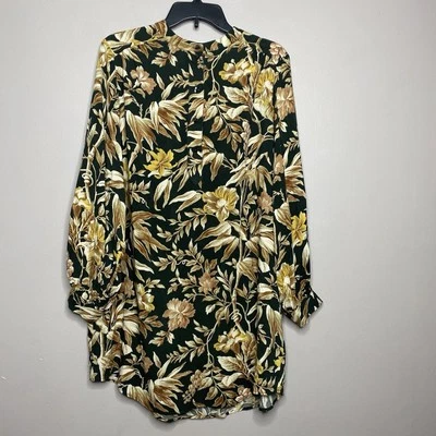 Blusa tropical para mujer H&M túnica floral con botones delanteros mangas largas talla 8” Foto 1 de 4
