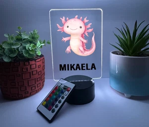UV Printed Axolotl Light Up, Personalized FREE, Animal LED Lamp, Kid Friendly - Picture 1 of 10