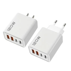 Bloc Chargeur Mural Rapide 120W 4 Ports USB C pour Tous Téléphone Portable iPad Lot - Photo 1 sur 14