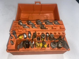 MIXED LOT OF LOOSE ROUTER BITS & ACCESSORIES In Orange Carry Case - Picture 1 of 5