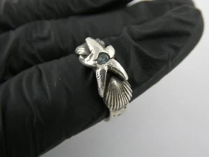 Vintage Ring unmarkiert Sterlingsilber Blautopas Seestern 925 Größe 8,5 7 g - Bild 1 von 15