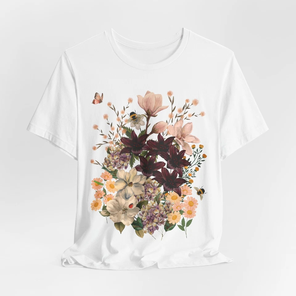 Camiseta Flores Antiguas, Lona Bella, Tallas S - 3XL, 9 opciones de color Foto 1 de 1