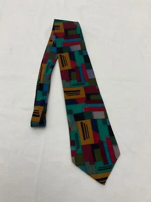 Corbata de Seda Colección Frank Sinatra Brillante Multicolor Geométrica EE. UU. Stonehenge Foto 1 de 4