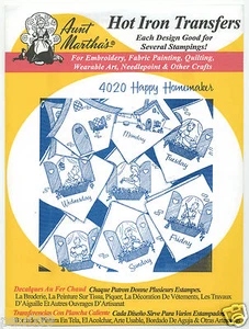 Happy Homemaker Aunt Martha's Hot Iron Embroidery Transfer #4020 - Picture 1 of 2