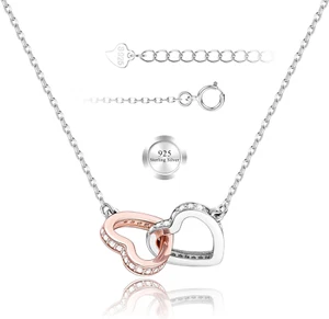 Collana Cuore Argento Sterling 925 Collane D'Amore Donna Oro Rosa E Argento 925  - Foto 1 di 12