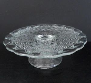 Small pressed glass pedestal cake stand - flat upper surface - 19 cm (7.5") - Picture 1 of 5