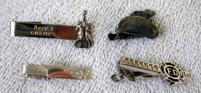 Lot of 4 Vintage Tie Bars, Firefighter Helmet, Basketball,  Sterling - Image 1 of 4