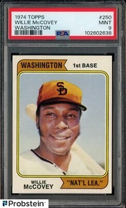 1974 Topps #250 Willie McCovey Washington National Leaguer HOF PSA 9 MINT - Picture 1 of 2