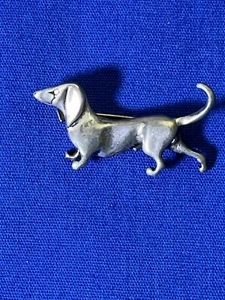 Jolaine Sterling Silver 925 Dachshund Hot Dog Brooch Pin - Picture 1 of 6
