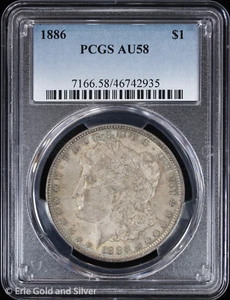 1886-P $1 Morgan Silver Dollar PCGS AU 58 - Picture 1 of 4