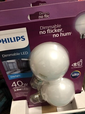 4X 2PK Philips G25 Medium Dimmable LED Decorative Light Bulbs - Image 1 of 4