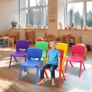 6 Pcs Stackable School Chairs Kids Plastic Stack Chairs Seating Height Classroom - Picture 1 of 22