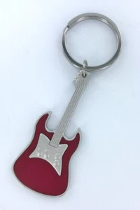 Red Guitar Keychain, metal, boxed, electric guitar key ring, matte finish - Picture 1 of 2