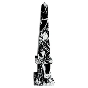 Classic Obelisk In Black Marble Aquitaine Grand Antique Home Decor H 25Cm - Picture 1 of 3