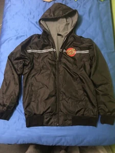 Santa Cruz Skateboard Logo Windbreaker Jacket Lined Zipper Pockets Large Used - Picture 1 of 8